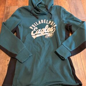 Women’s Philadelphia Eagles green and black hooded sweatshirt size large